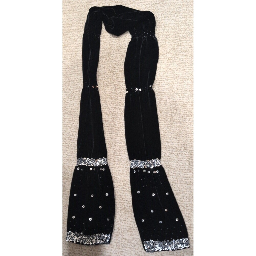 Black Sequin Beaded Dressy Special Occasions Scarf 66" Long x 5" Wide